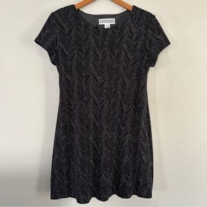 Vintage Jessica Howard Black Silver Metallic Studded Mini Dress Party NYE 12